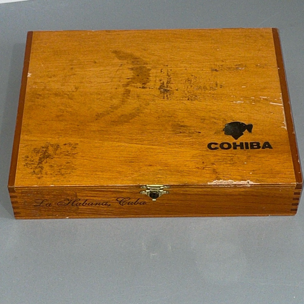 Cigar Wood Box Cohiba Cuban Cigar Hinged Box